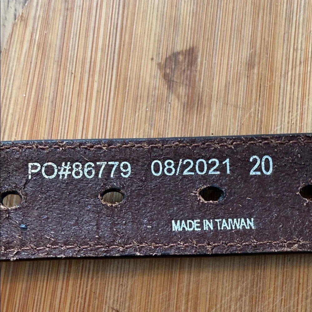 Brown Leather Belt with Silver Buckle